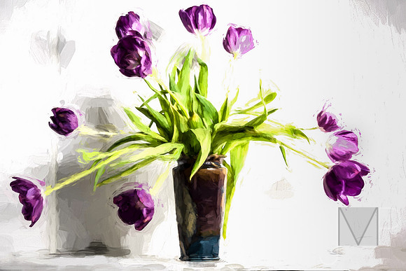 Tulips against White